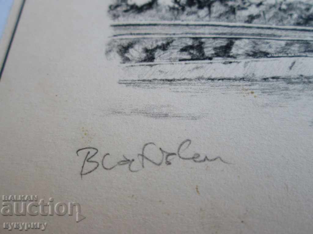 Auction European drawing small picture lithography signed Auction European drawing small picture lithography signed