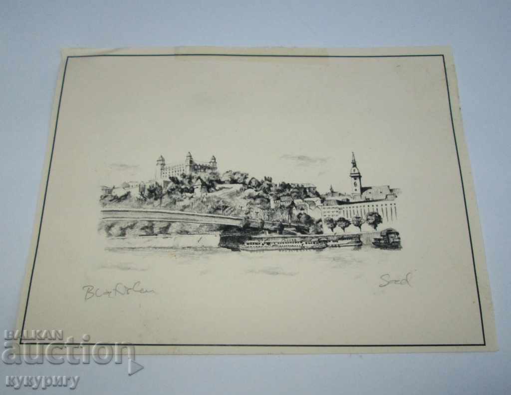 European drawing small picture lithography signed - 5 European drawing small picture lithography signed - 5