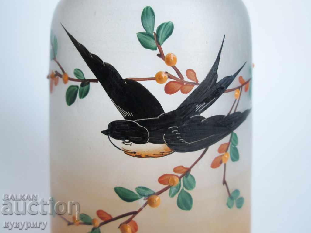 Delivery of Ancient Victorian glass carafe painted with enamel Delivery of Ancient Victorian glass carafe painted with enamel