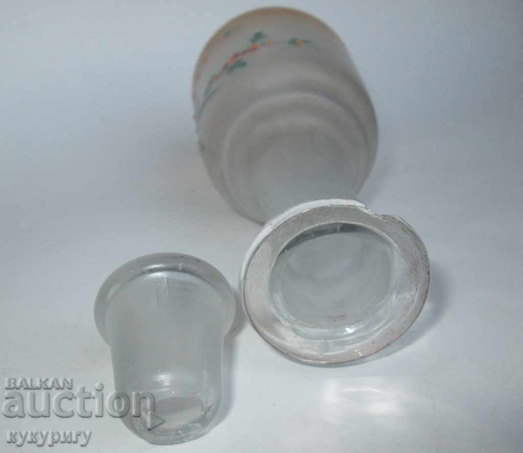 Ancient Victorian glass carafe painted with enamel - 6 Ancient Victorian glass carafe painted with enamel - 6