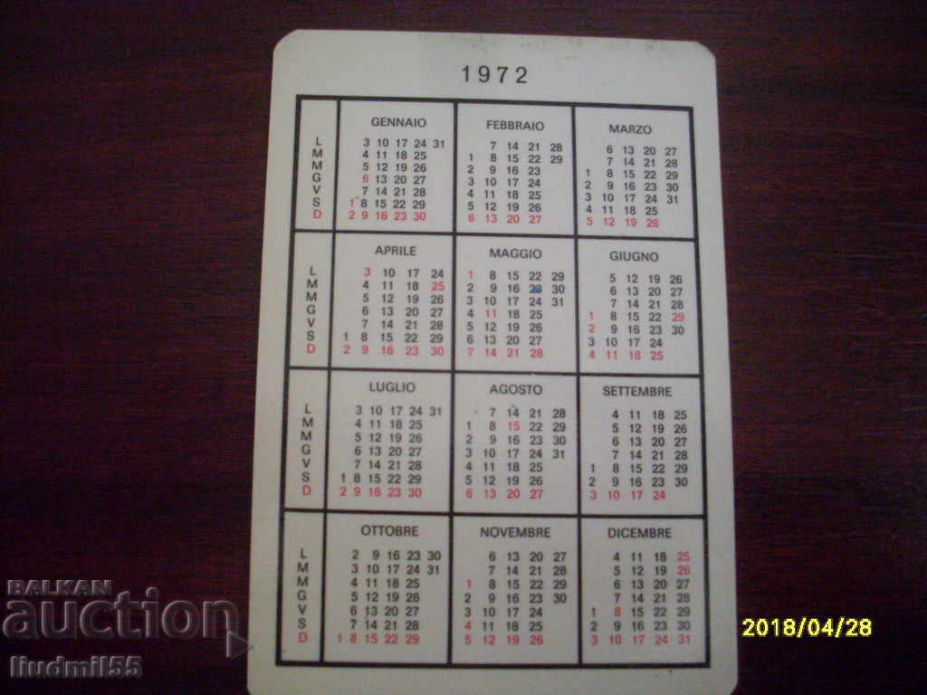 OLD CALENDAR ITALY 1972 with price € 0.20 | 0.39 BGN