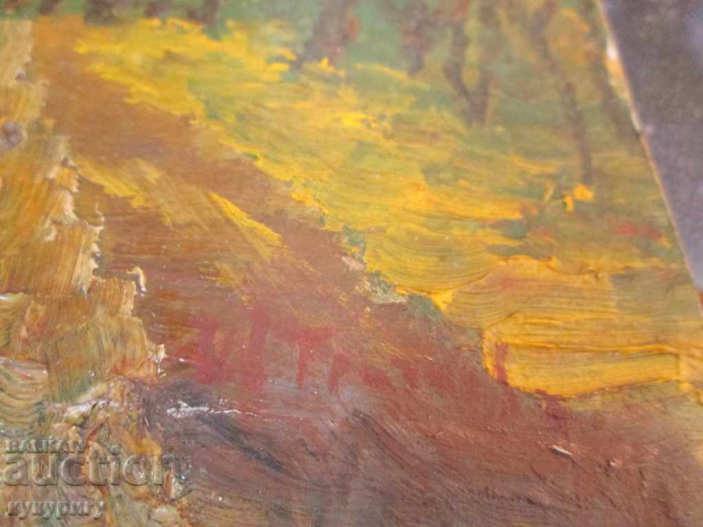 Old painting landscape oil painting on cardboard signed - 5 Old painting landscape oil painting on cardboard signed - 5