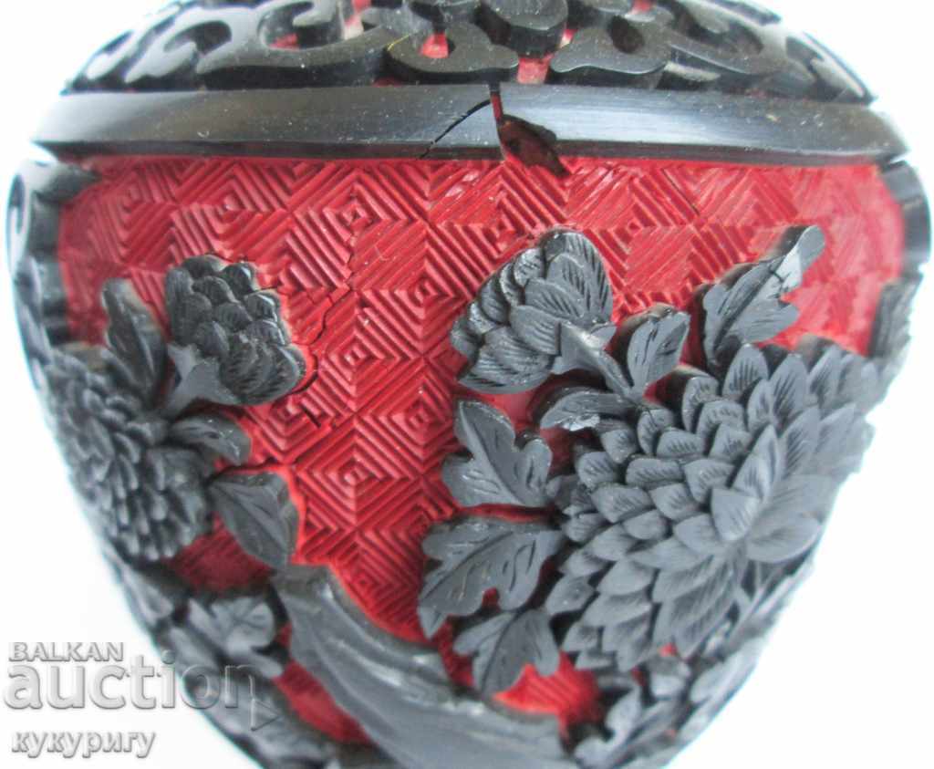 Old bronze Chinese vase with beautiful enamel engravings - 6