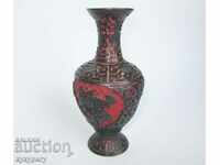 Old bronze Chinese vase with beautiful enamel engravings
