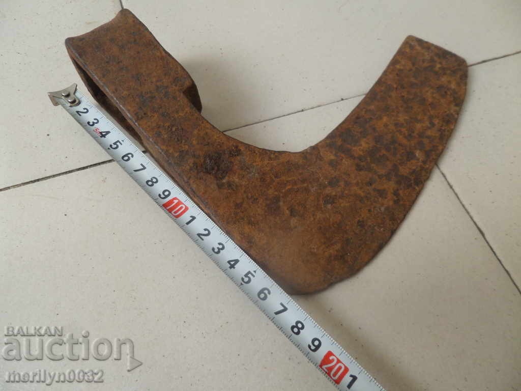 Auction  Old ax tool wrought iron pole