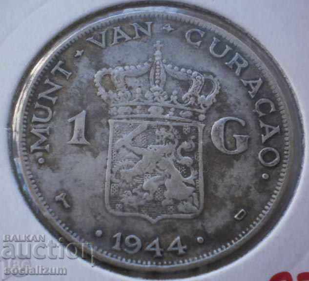 Curacao - The Netherlands 1 Gulden 1944 Rare Coin