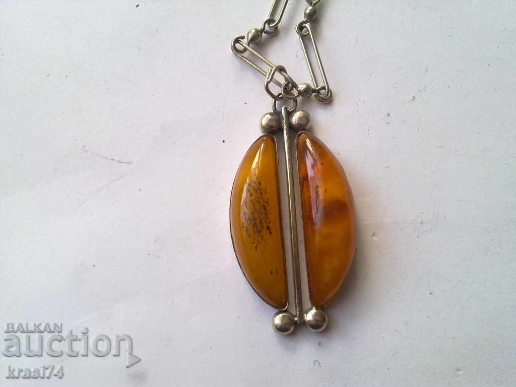 Compact ring and chain with pendant - amber with price 45.00 BGN | € 23.01 Compact ring and chain with pendant - amber with price 45.00 BGN | € 23.01