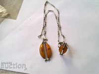 Compact ring and chain with pendant - amber