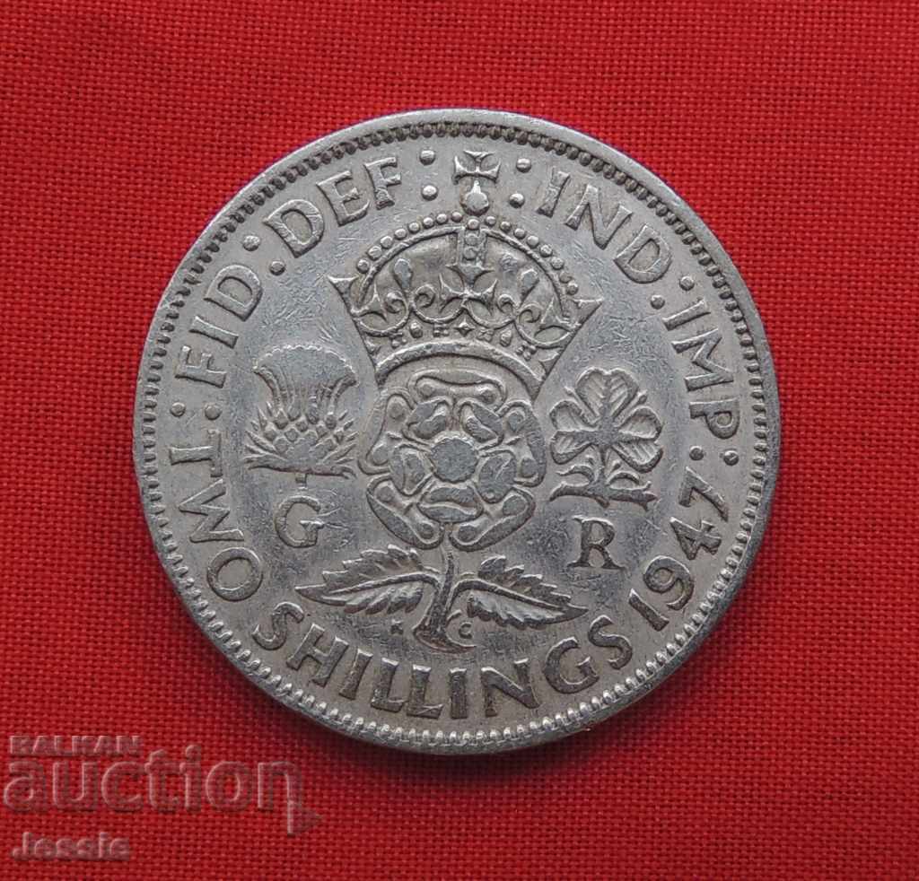 2 șilingi 1947 Anglia Argint