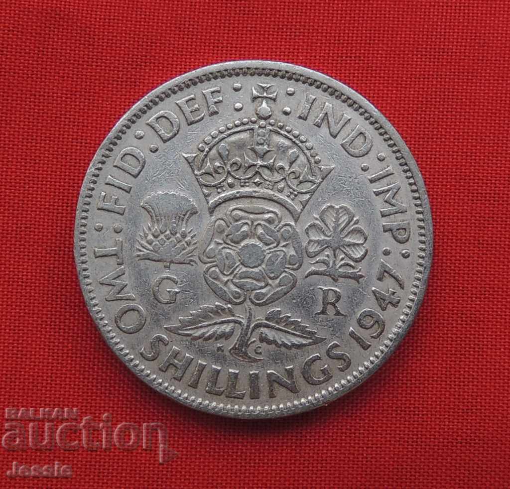 2 Shillings 1947 England Silver