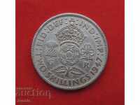 2 shilling 1947 England silver