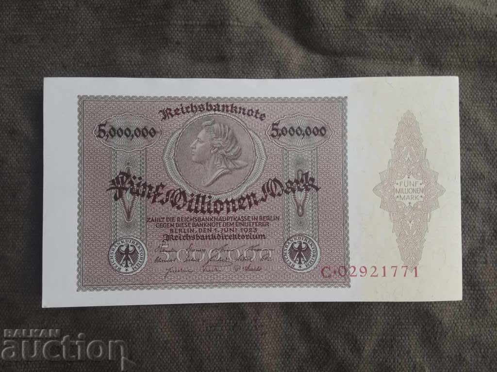 5 milioane de mărci Germania 1.6.1923 5 milioane de mărci Germania 1.6.1923