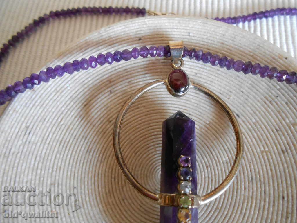 Silver Necklace, Gerdane, Amethyst, Garnet, etc., UNIQUE - 6 Silver Necklace, Gerdane, Amethyst, Garnet, etc., UNIQUE - 6