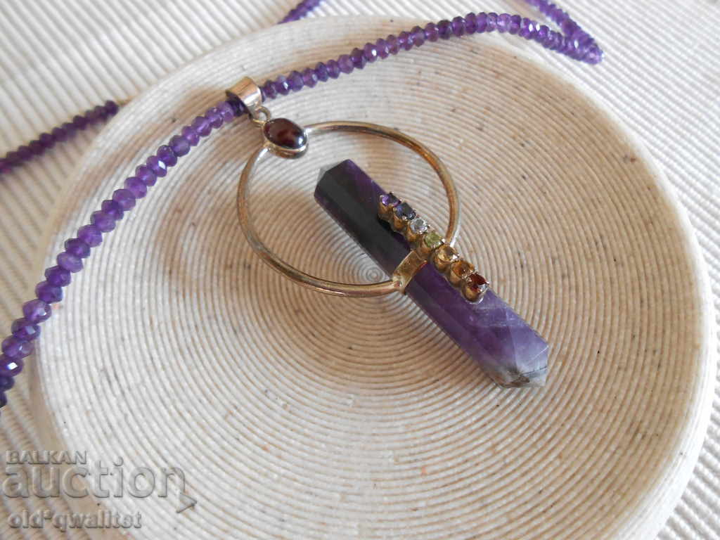 Silver Necklace, Gerdane, Amethyst, Garnet, etc., UNIQUE - 7 Silver Necklace, Gerdane, Amethyst, Garnet, etc., UNIQUE - 7