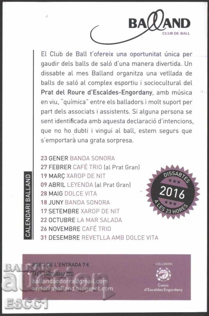 Card Club Balando Μουσικό Χορό 2016 από την Ανδόρα με τιμή 1.40 BGN | € 0.72 Card Club Balando Μουσικό Χορό 2016 από την Ανδόρα με τιμή 1.40 BGN | € 0.72