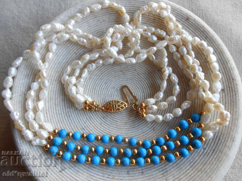 MAGNIFICENT NECKLACE, natural Pearls and Turquoise with price 169.00 BGN | € 86.41 MAGNIFICENT NECKLACE, natural Pearls and Turquoise with price 169.00 BGN | € 86.41