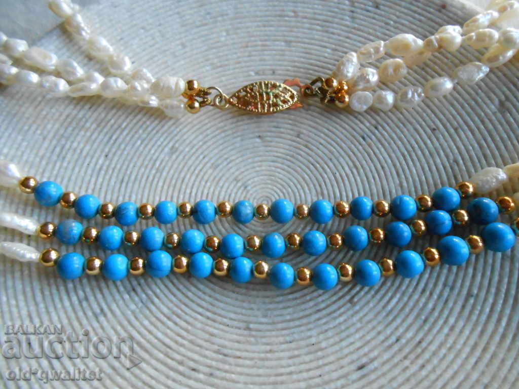 Auction MAGNIFICENT NECKLACE, natural Pearls and Turquoise Auction MAGNIFICENT NECKLACE, natural Pearls and Turquoise