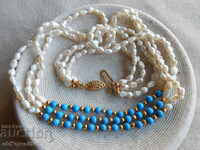 MAGNIFICENT NECKLACE, natural Pearls and Turquoise