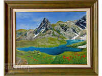 Връх Харамията с езерото Близнака, маслени бои