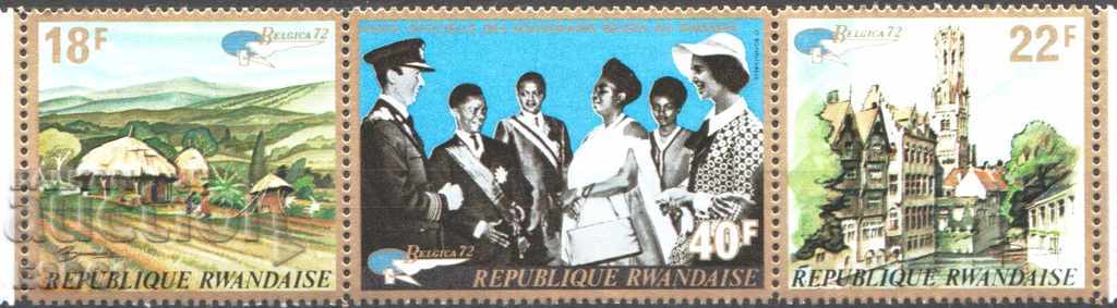 Чисти марки Официална белгийска визита  1972  от Руанда