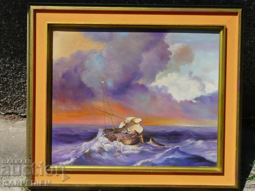Old painting - Sea Landscape - oil, canvas with wooden frame