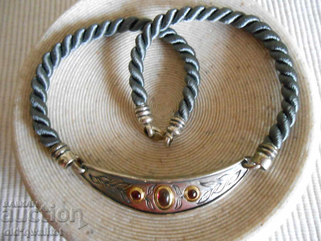 Silver Necklace Necklace, Silk, Silver and Silver. Garnet - 6