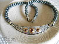 Silver Necklace Necklace, Silk, Silver and Silver. Garnet