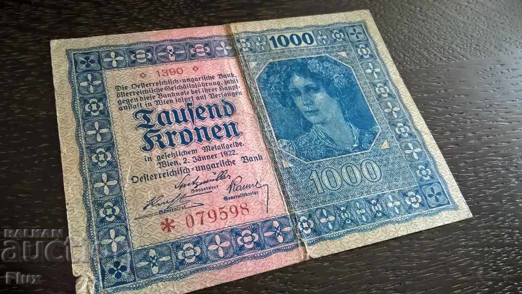 Банкнота - Австрия - 1000 крони | 1922г.