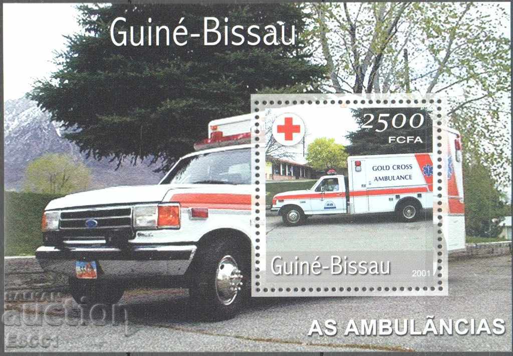 Чист  блок  Автомобил Червен Кръст  2001 от Гвинея - Бисау