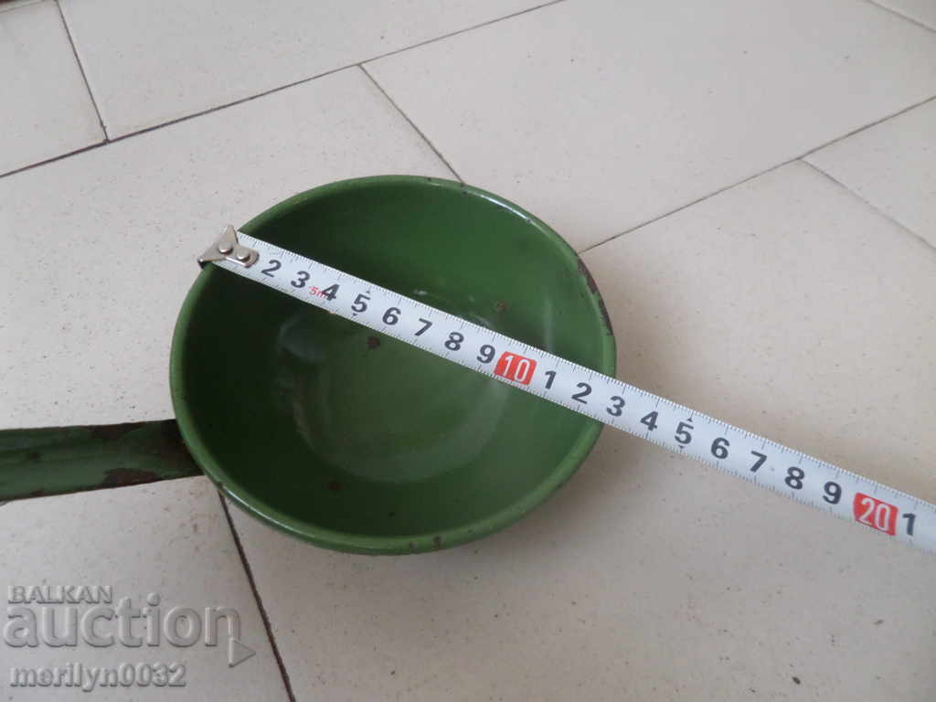 Old enameled ladle, spoon with enamel, wounded sod, Bulgaria - 7 Old enameled ladle, spoon with enamel, wounded sod, Bulgaria - 7