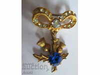 Old Gold plated brooch with crystals