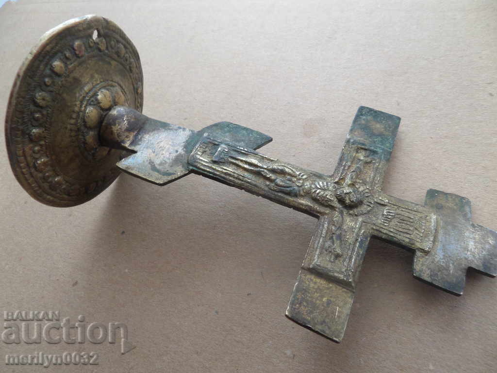 Renaissance bronze desktop cross, crucifixion with price 255.00 BGN | € 130.38