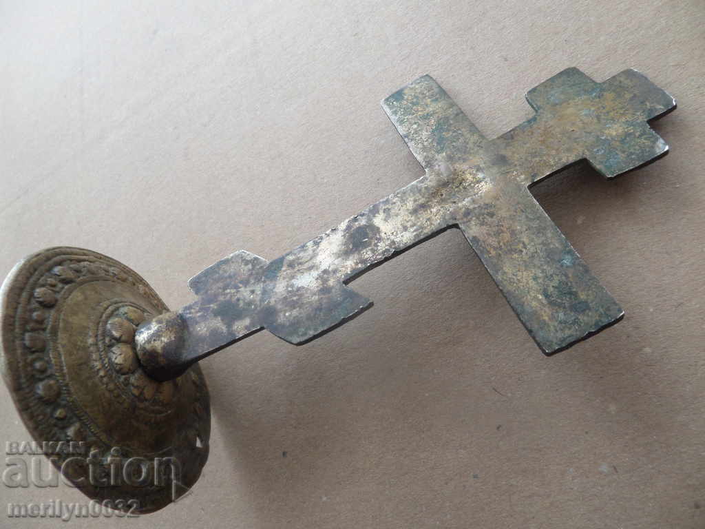 Renaissance bronze desktop cross, crucifixion - 5