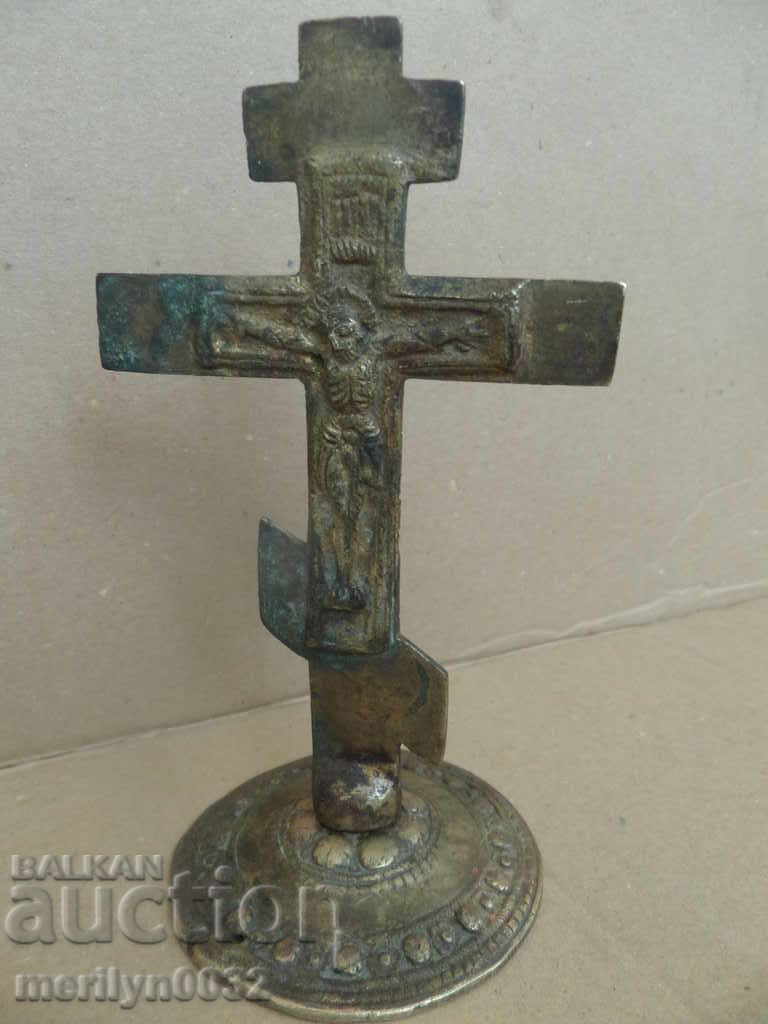 Renaissance bronze desktop cross, crucifixion - 7