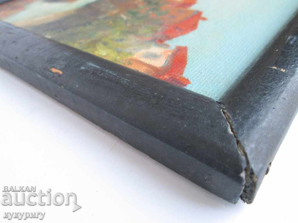 Old picture landscape "Sea bay" oil phaser unsigned - 5