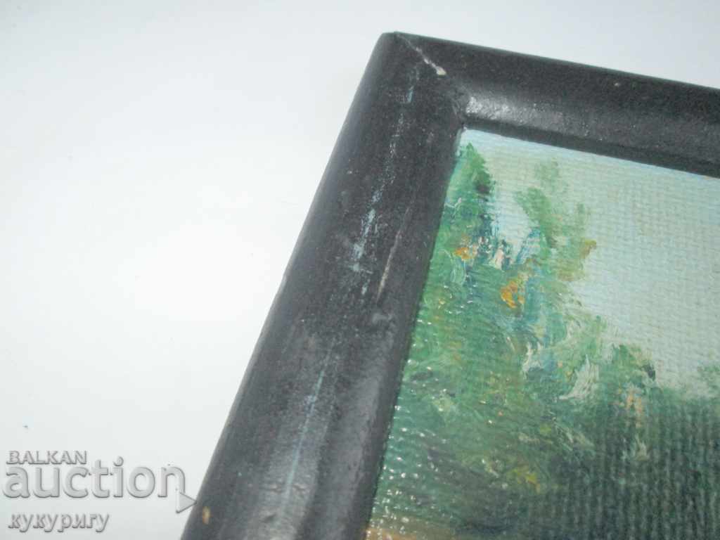 Old picture landscape "Sea bay" oil phaser unsigned - 6