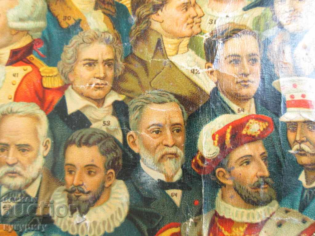 Ancient lithography 19c. Famous People from the World - 6 Ancient lithography 19c. Famous People from the World - 6