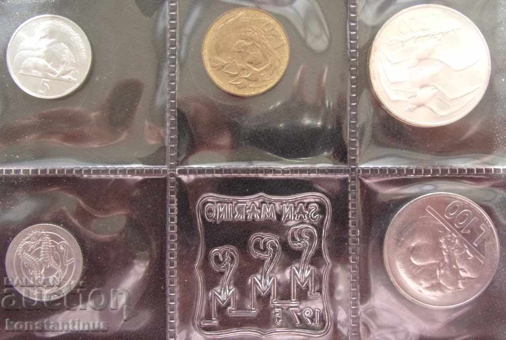 San Marino Argintiu Lot 1975 UNC Rare - 5 San Marino Argintiu Lot 1975 UNC Rare - 5