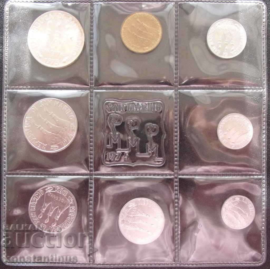 San Marino Argintiu Lot 1975 UNC Rare - 7 San Marino Argintiu Lot 1975 UNC Rare - 7