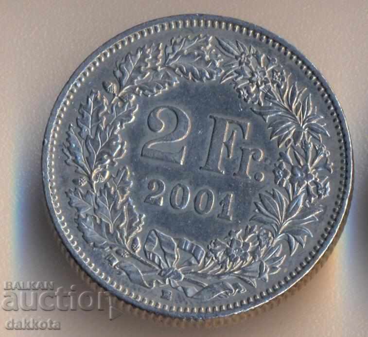 Швейцария 2 франка 2001 година