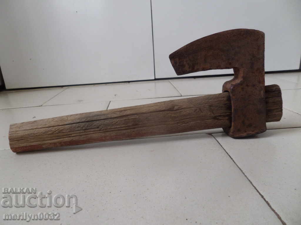 Auction  Old ax ax tool wrought iron pole