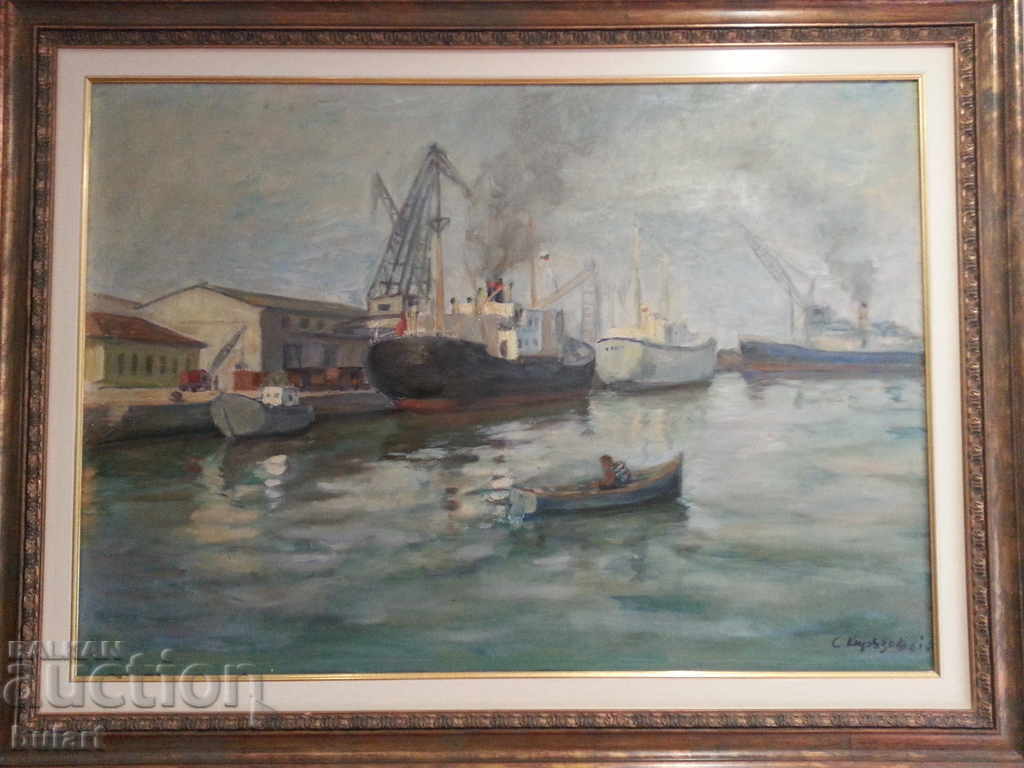 Εικόνα "Λιμάνι" Stoyan Kiriazov. Λάδι. Ταυτοποίηση