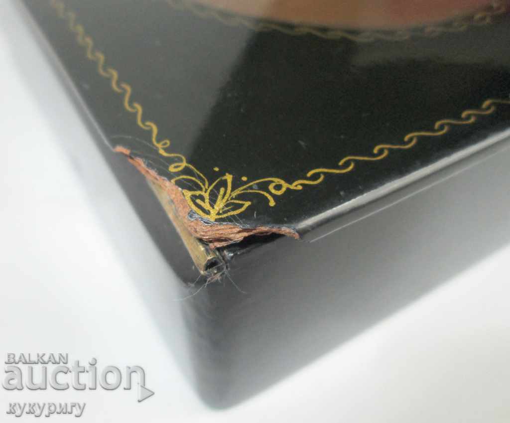 Delivery of Old Russian jewelry box black lacquer hand-painted Kremlin Delivery of Old Russian jewelry box black lacquer hand-painted Kremlin