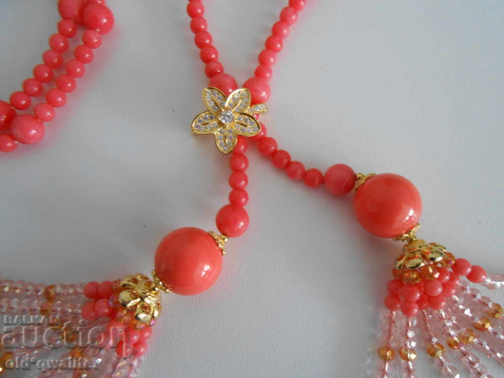 Auction  Exclusive necklace pink-orange Coral with Ag925 regulator