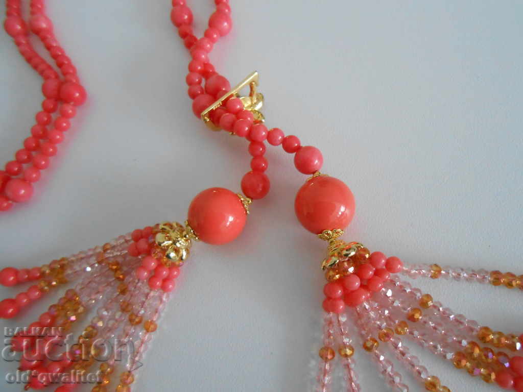 Delivery of Exclusive necklace pink-orange Coral with Ag925 regulator
