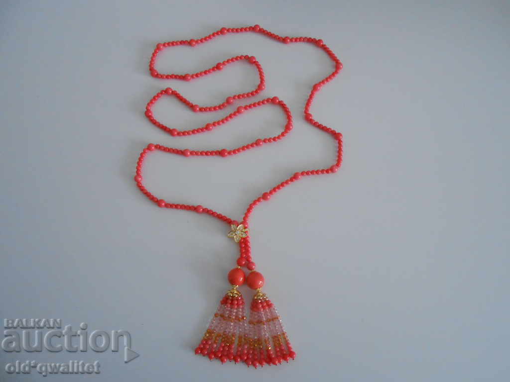 Exclusive necklace pink-orange Coral with Ag925 regulator - 5