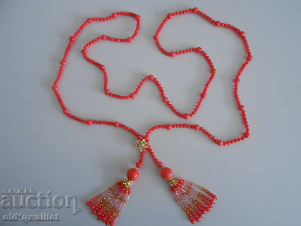 Exclusive necklace pink-orange Coral with Ag925 regulator - 7