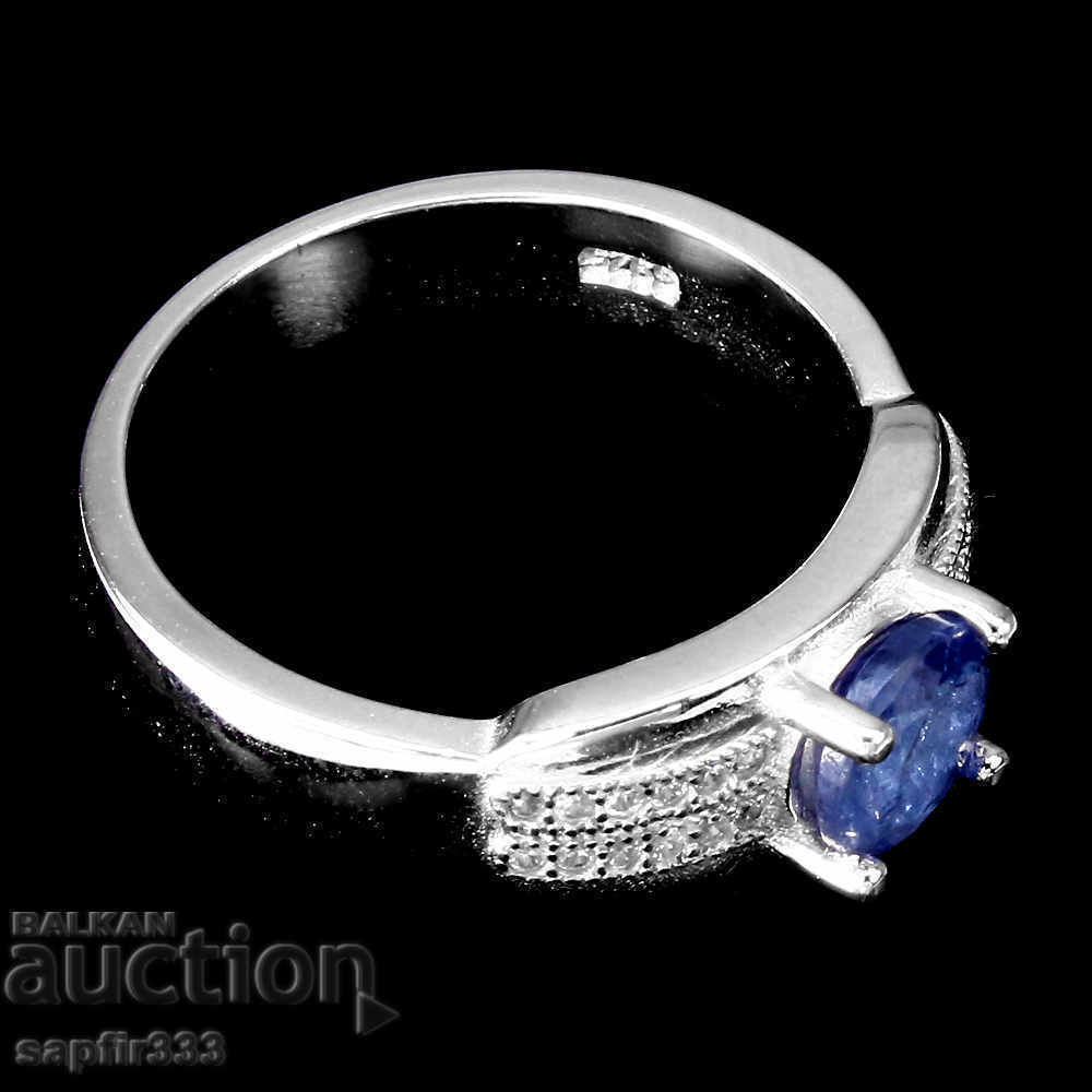 Auction USED SILVER RING WITH NATURAL TANZANITE AND CYCLONS Auction USED SILVER RING WITH NATURAL TANZANITE AND CYCLONS