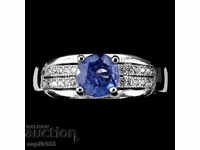 USED ​​SILVER RING WITH NATURAL TANZANITE AND CYCLONS