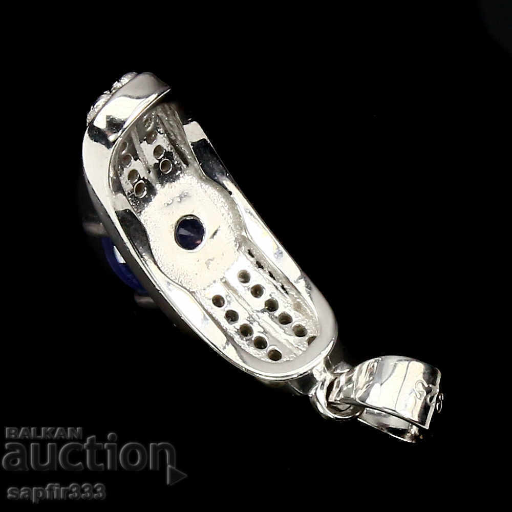 FINE SILVER MEDALLION WITH NATURAL TANZANET AND ZIRCONIA with price 274.00 BGN | € 140.09 FINE SILVER MEDALLION WITH NATURAL TANZANET AND ZIRCONIA with price 274.00 BGN | € 140.09